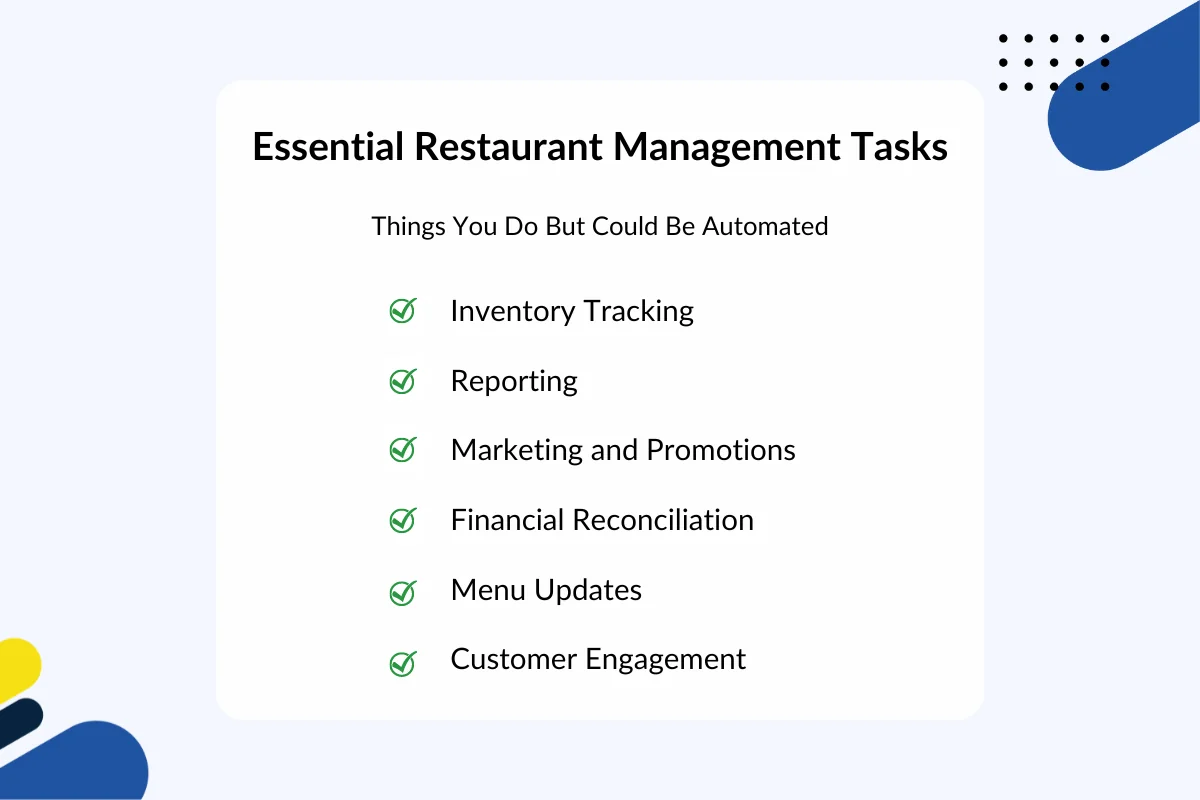 Infographic of essential restaurant management tasks