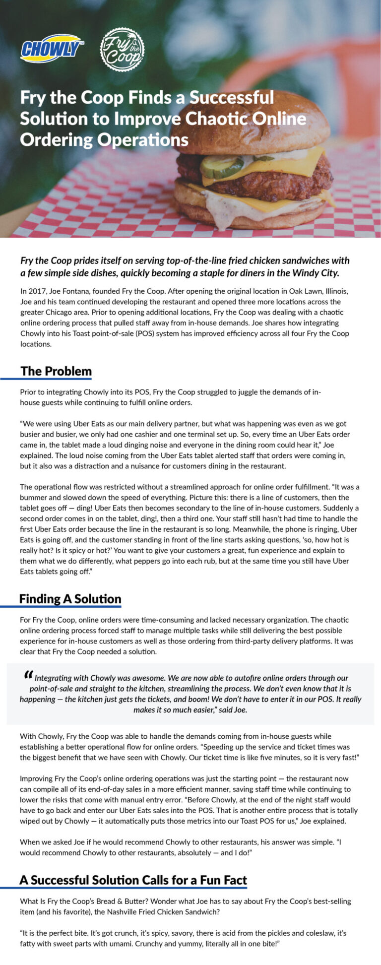 Fry the Coop Success Story Chowly