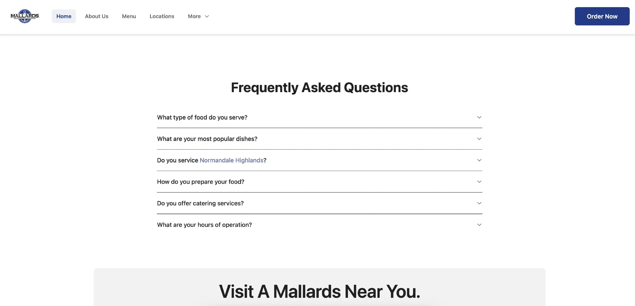 Marketing Website - FAQ Feature - Mallards